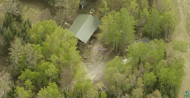 drone / aerial view with a forest view