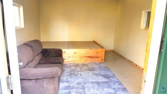 living area with baseboards