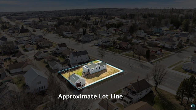 aerial view with a residential view