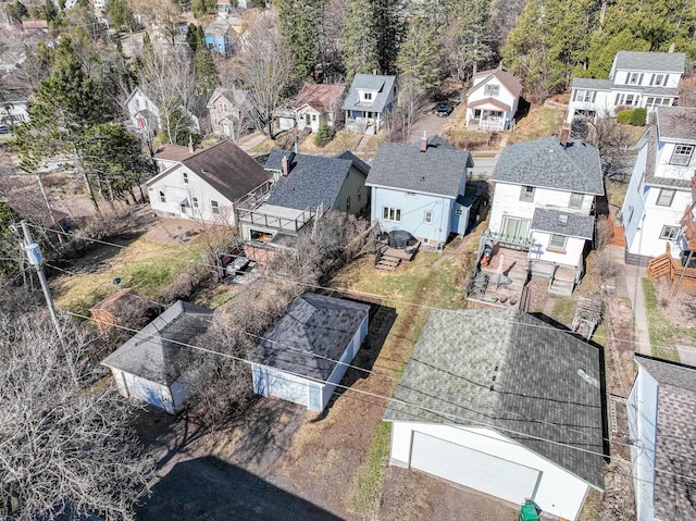 birds eye view of property with a residential view