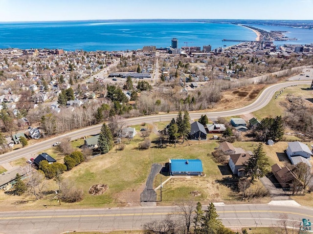 bird's eye view featuring a water view
