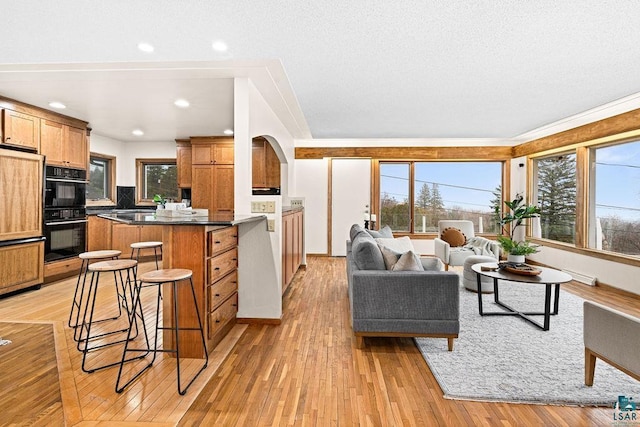 living area with light wood-style flooring