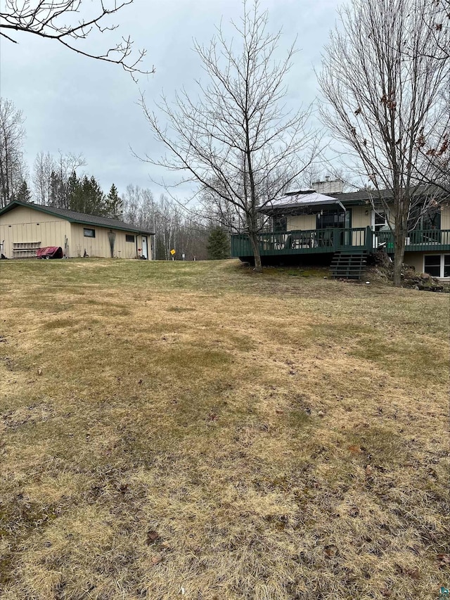 3824 Rehbein Rd, Duluth, MN 55803 - view of yard featuring a wooden deck