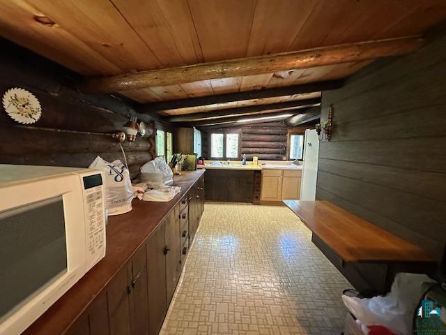 basement with wood ceiling