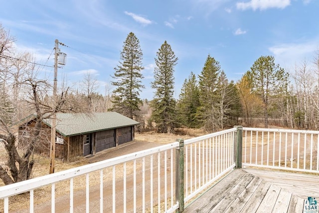 deck featuring a garage