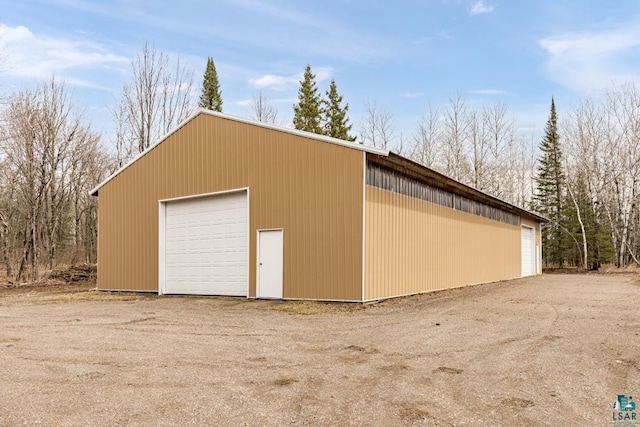 view of detached garage