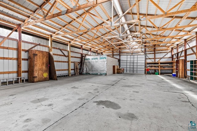garage with metal wall