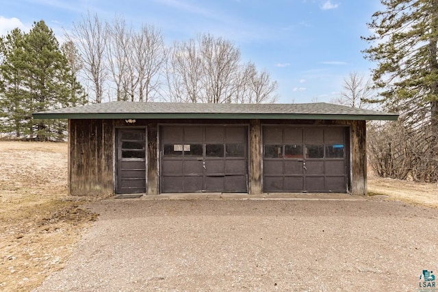 view of detached garage