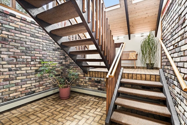 stairway with baseboard heating