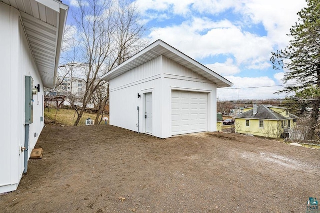 view of detached garage