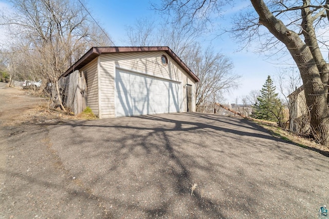 view of detached garage