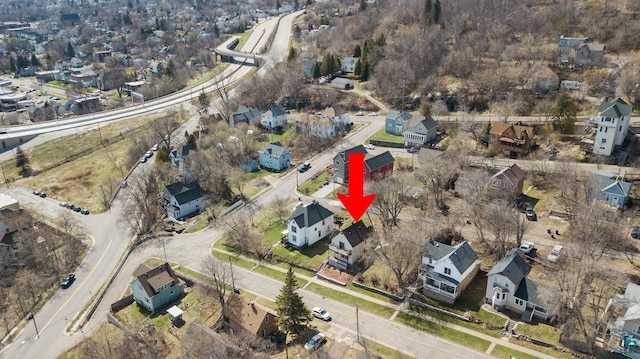 bird's eye view with a residential view