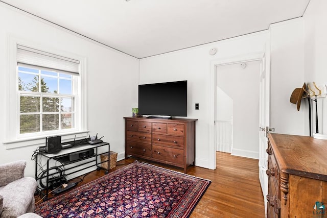 living room with wood finished floors