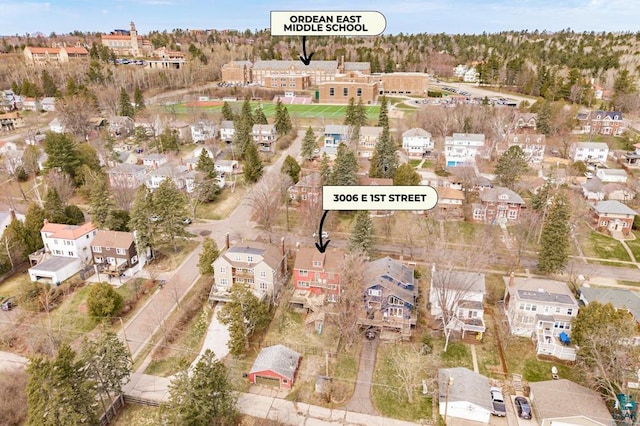 drone / aerial view with a residential view