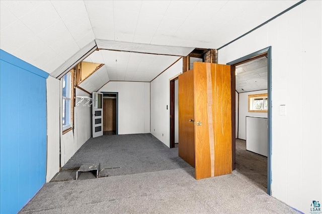 additional living space featuring carpet flooring and lofted ceiling