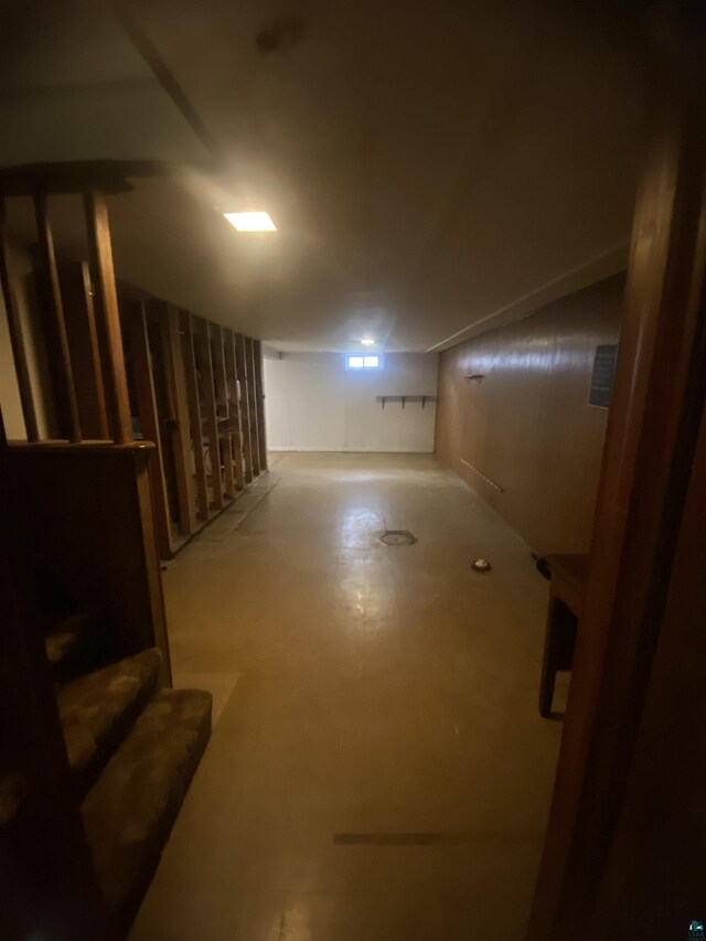 view of unfinished basement