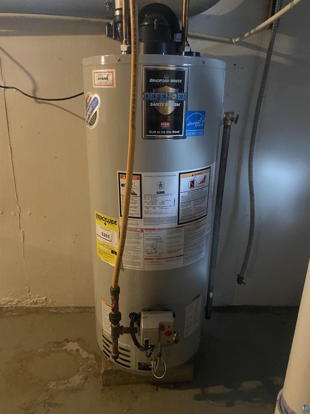utility room with water heater