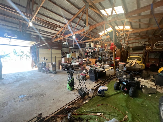 garage with a garage door opener