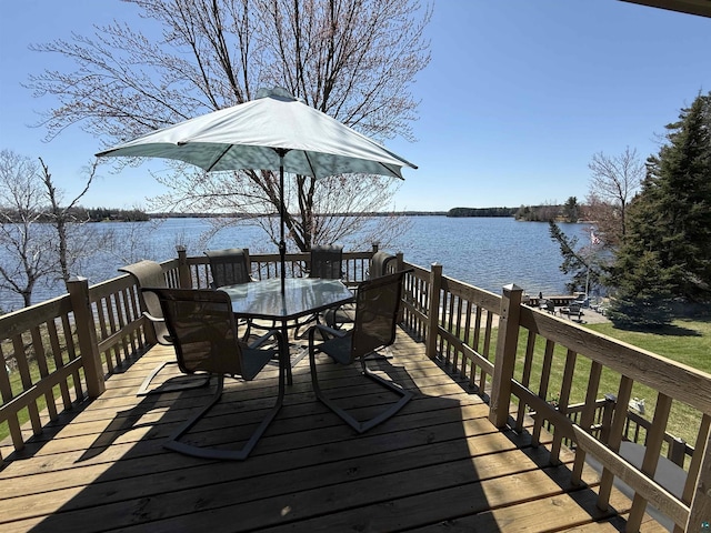46040 State Highway 65, Nashwauk, MN 55769 - deck featuring a water view and outdoor dining area