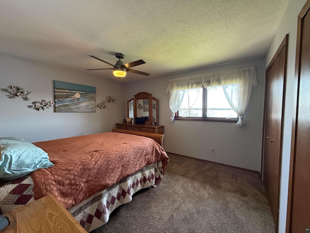 46040 State Highway 65, Nashwauk, MN 55769 - bedroom featuring a textured ceiling, a ceiling fan, and carpet floors