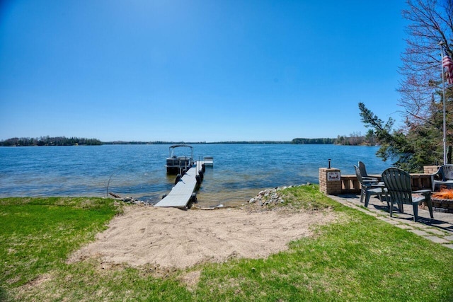 46040 State Highway 65, Nashwauk, MN 55769 - exterior space with a dock and an outdoor fire pit