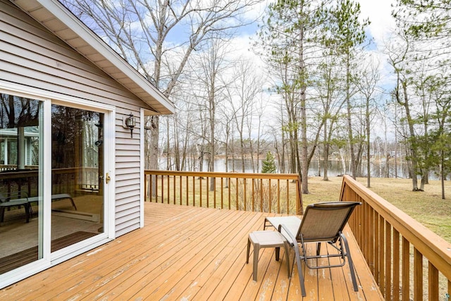 deck with a water view