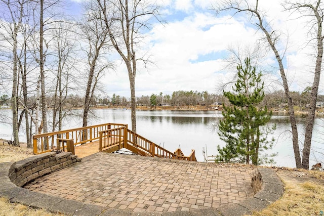 deck with a water view
