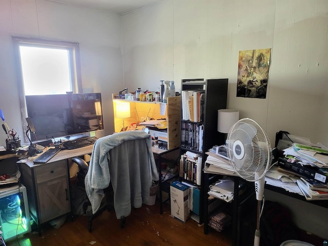 office area with wood finished floors
