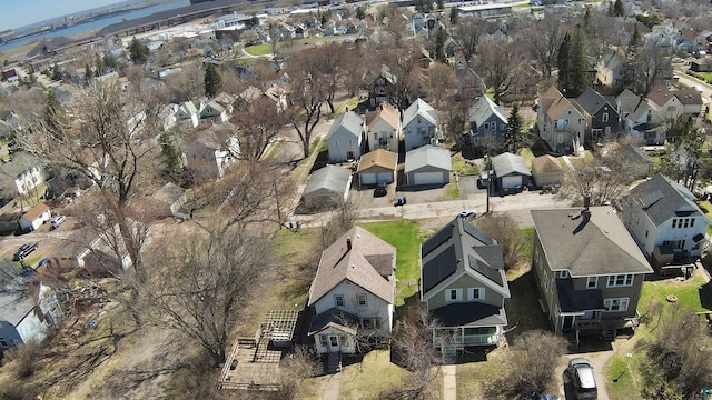 aerial overview of property's location featuring nearby suburban area