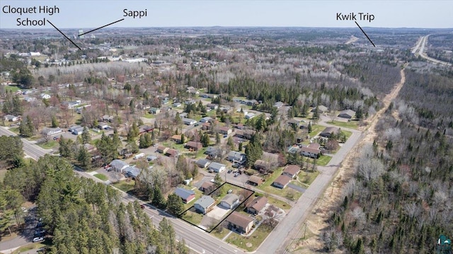 1514 14th St, Cloquet, MN 55720 - aerial view of property and surrounding area with nearby suburban area