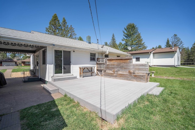 1741 Olsonville Crk, Carlton, MN 55718 - back of property featuring a lawn and a wooden deck