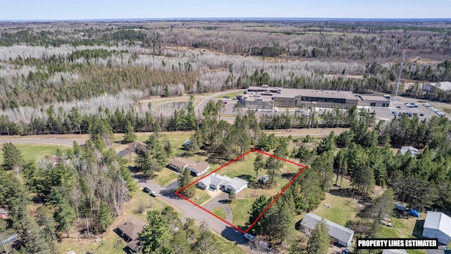1741 Olsonville Crk, Carlton, MN 55718 - aerial view of property and surrounding area featuring property boundaries highlighted and a heavily wooded area