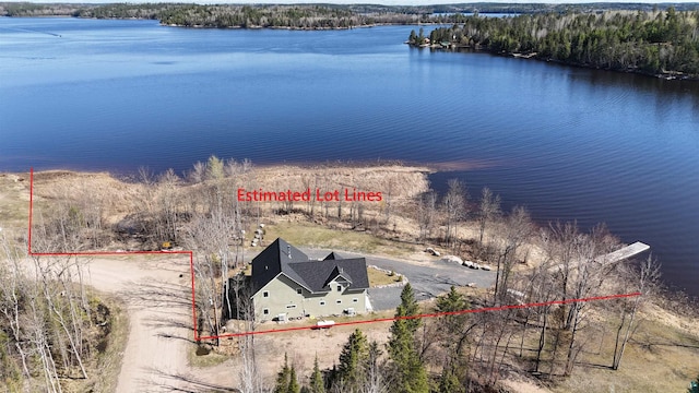 7498 Bayside Dr, Crane Lake, MN 55725 - view from above of property with a nearby body of water and property parcel outlined