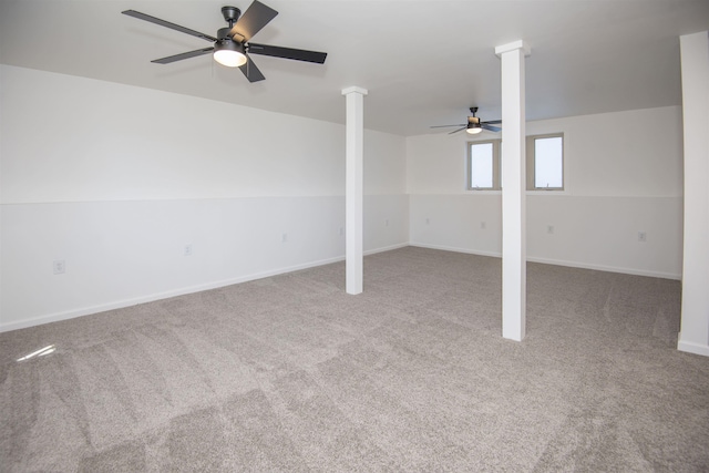 500 W 5th St, Grand Marais, MN 55604 - below grade area featuring ceiling fan, carpet floors, and baseboards