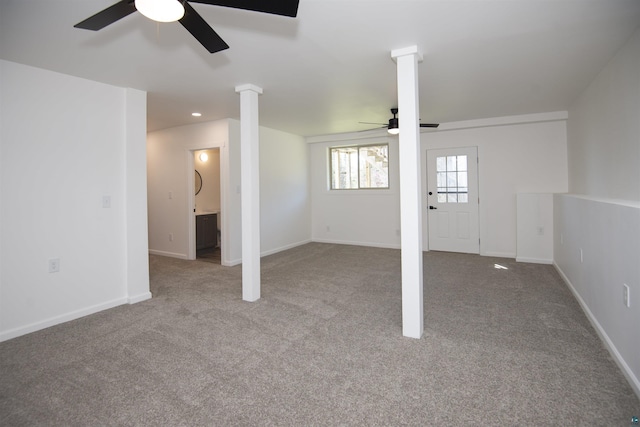 500 W 5th St, Grand Marais, MN 55604 - basement featuring ceiling fan, carpet flooring, and baseboards