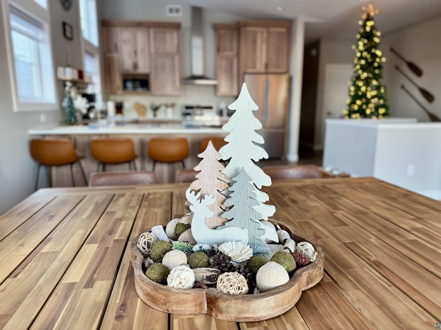 dining space featuring wood finished floors