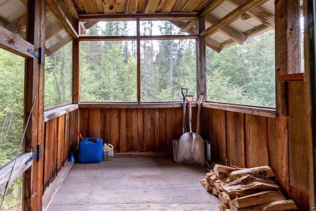 489 Brule Valley Trl, Hovland, MN 55606 - unfurnished sunroom with vaulted ceiling