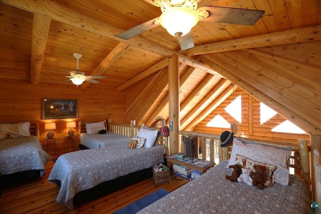 3165 Randa Rd, Cook, MN 55771 - bedroom featuring wooden ceiling, wood-type flooring, and wooden walls