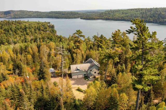 879 Clearwater Rd, Grand Marais, MN 55604 - view from above of property with a heavily wooded area and a nearby body of water