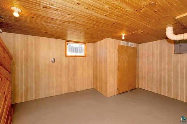 726 Laurel St, Cloquet, MN 55720 - below grade area featuring wood walls and wooden ceiling