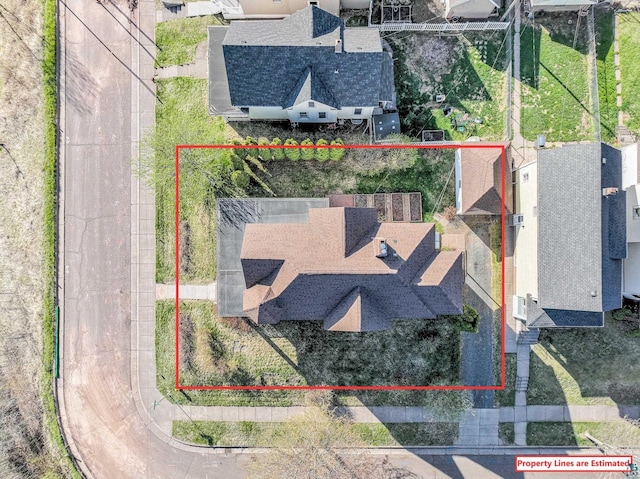 aerial overview of property's location featuring property parcel outlined