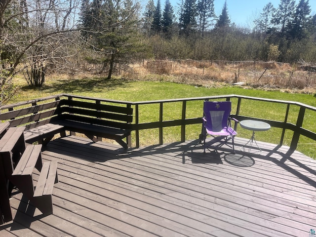 5346 Lester River Rd, Duluth, MN 55804 - wooden terrace with a lawn