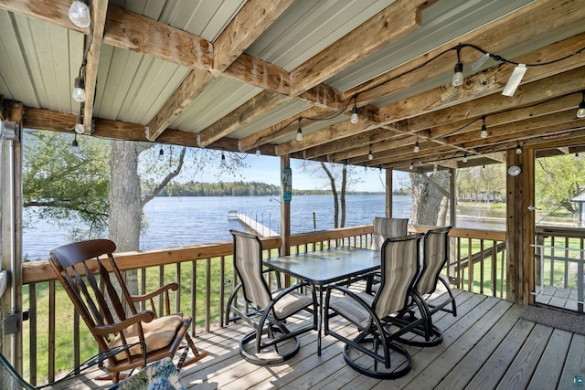 10412 Lakeside Dr, Finlayson, MN 55735 - wooden terrace with a water view