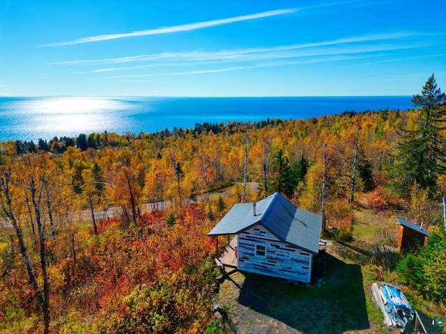 10173 Little Marais Trl, Silver Bay, MN 55614 - drone / aerial view of a heavily wooded area and a large body of water