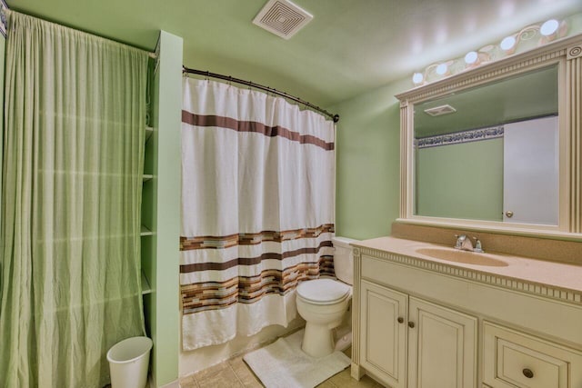 4538 Bass Lake Rd, Gilbert, MN 55741 - bathroom with toilet, tile patterned floors, vanity, and shower / bath combination with curtain