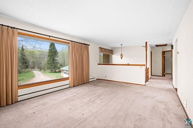 3026 Getchell Rd, Duluth, MN 55810 - spare room with carpet, a baseboard radiator, and baseboards