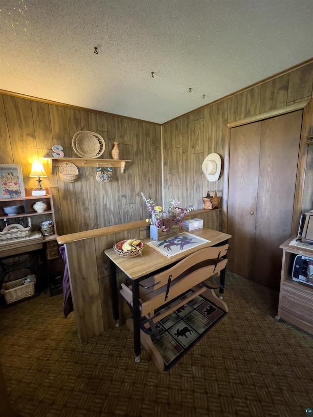 110 Hays Crk, Silver Bay, MN 55614 - dining space with wood walls and a textured ceiling