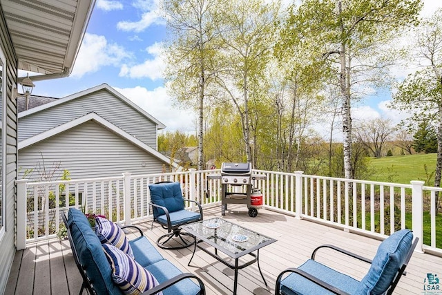 203 S 2nd Ave, Proctor, MN 55810 - wooden deck featuring outdoor lounge area and grilling area
