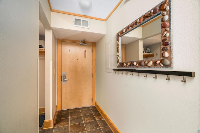 21 E Wisconsin St Unit 301, Grand Marais, MN 55616 - corridor with baseboards and dark stone finish flooring
