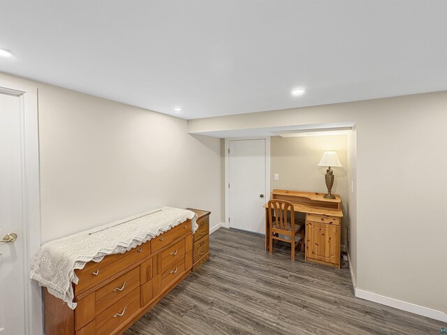 602 26th St, Cloquet, MN 55720 - bedroom with dark wood-style floors, baseboards, and recessed lighting